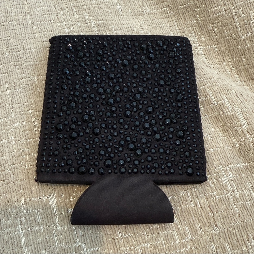 New Black Rhinestone Bling Koozie Can Sleeve Insulated Neoprene NWOT